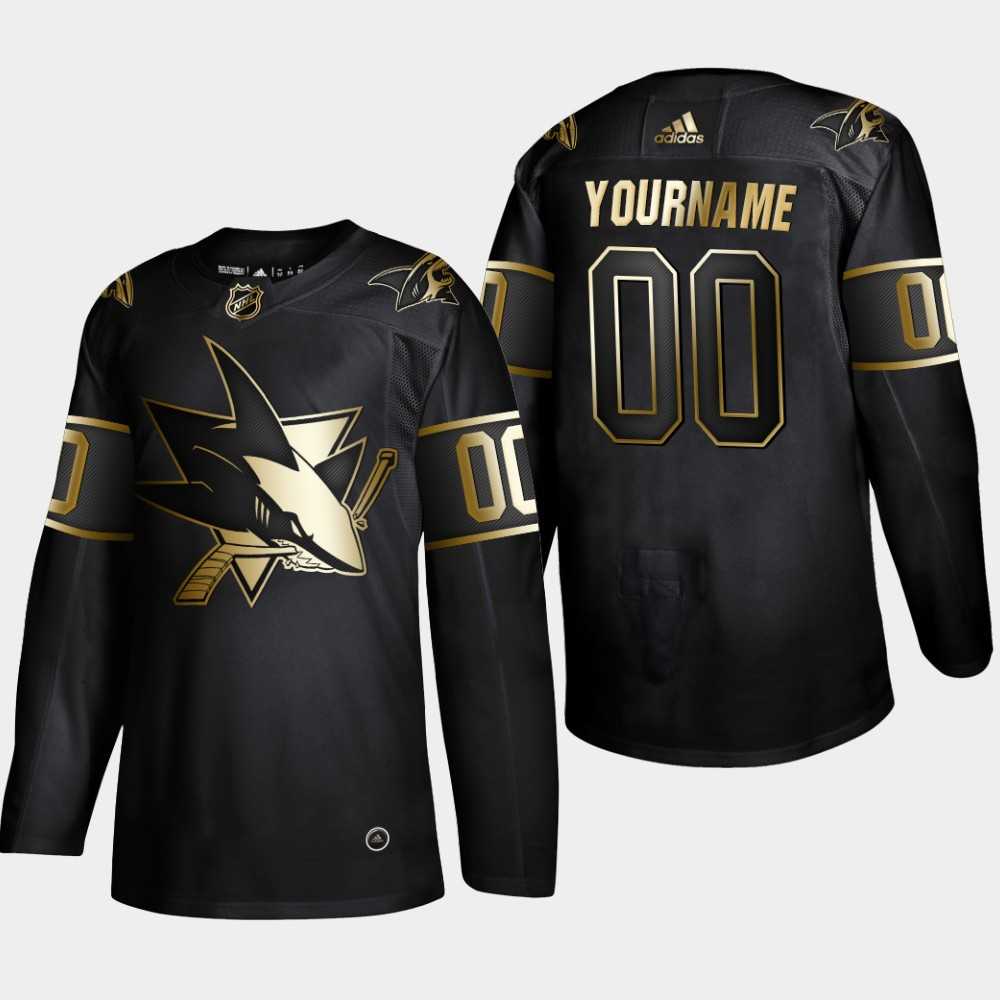 Sharks Customized Black Gold Adidas Jersey,We sell and wholesale Sharks Customized Black Gold Adidas Jersey on line form chian!